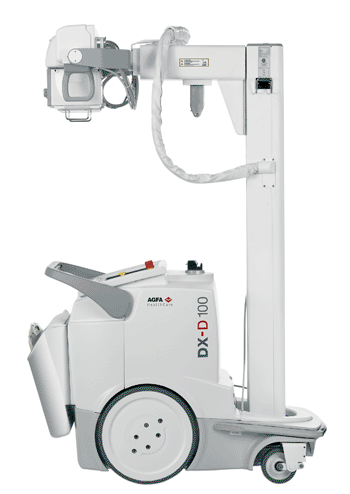 Imagen: La DX-D 100, una unidad de rayos-x RD portátil (Foto cortesía de Agfa HealthCare).